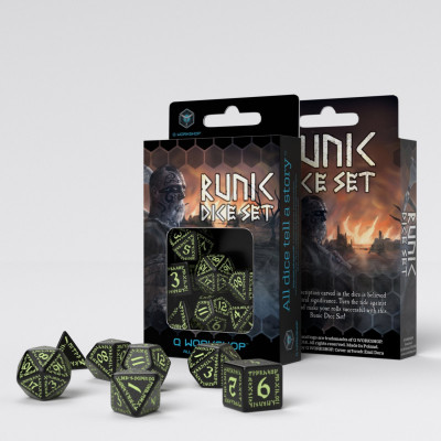 Runic - Set de dés - Noir - Fluorescent - Qworkshop