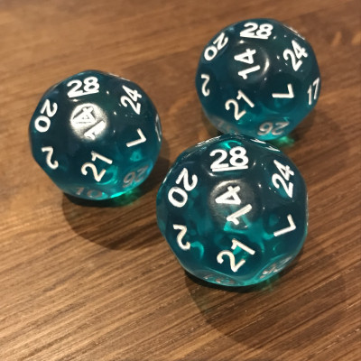 Dé Atypique  - D28 - Sarcelle translucide - Impact Miniatures