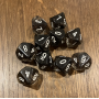 Koplow - Glitter  - Noir - Set 10 dés 10 faces - 10D10 - KOP08492