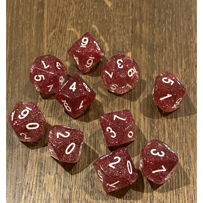 Koplow - Glitter  - Pourpre - Set 10 dés 10 faces - 10D10 - KOP08496