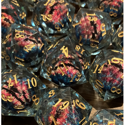 Pearl Pattern D20 - Dragon - Oeil flottant Rouge -  CNC
