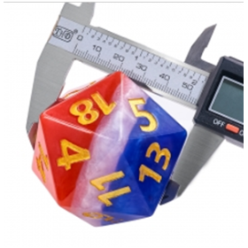 D20 - Titan Dice 55mm - Triple couleur - Bleu Blanc Rouge - Doré - HD