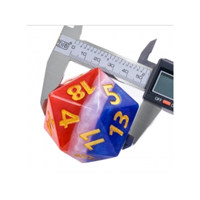 D20 - Titan Dice 55mm - Triple couleur - Bleu Blanc Rouge - Doré - HD
