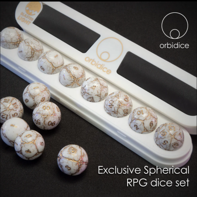 Set Royal Nox -  White Premium Spherical Dice Set -Orbidice