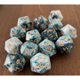 Dés Duetto - D20 - Bleu - Blanc  - Doré - Udixi