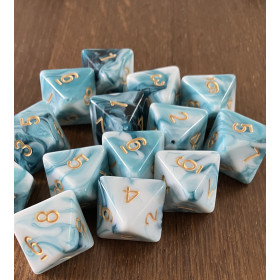 Dés Duetto - D8 - Bleu - Blanc  - Doré - Udixi