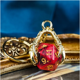 Porte clef dragon avec D20 Rouge Noir