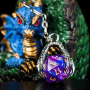 Porte clef dragon avec D20 Pourpre Bleu