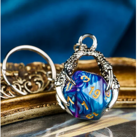 Porte clef dragon avec D20 Bleu Pourpre