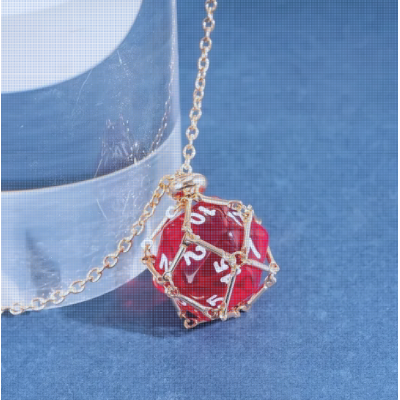 Collier avec D20 - Rouge - Udixi