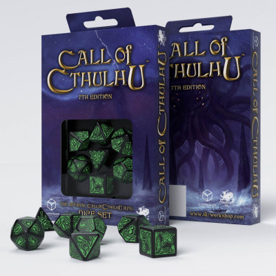 Call Of Cthulhu  - Set de dés - 7ème édition - Noir - Vert - Qworkshop