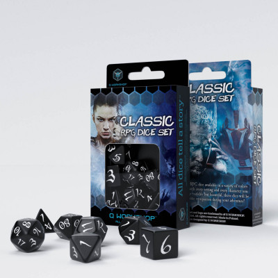 Classic RPG  - Set de dés - Noir - Blanc - Qworkshop