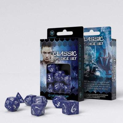 Classic RPG  - Set de dés - Cobalt - Blanc - Qworkshop