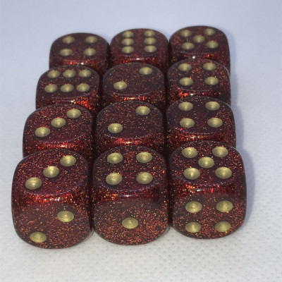 Dés classiques Signature - Glitter - Rubis - Doré - Chessex