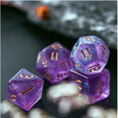 Set 7 dés -  Acrylic Glitter - Pourpre - Udixi