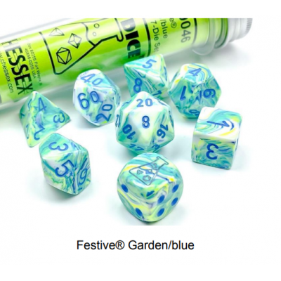 Dés Signature - Lab5 - Festive - Garden - Bleu - Chessex