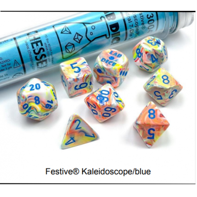 Dés Signature - Lab5 - Festive - Kaleidoscope - Bleu - Chessex