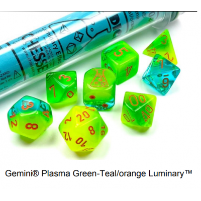 Dés Signature - Lab5 - Gemini  Luminary - Vert Plasma- Sarcelle - Chessex