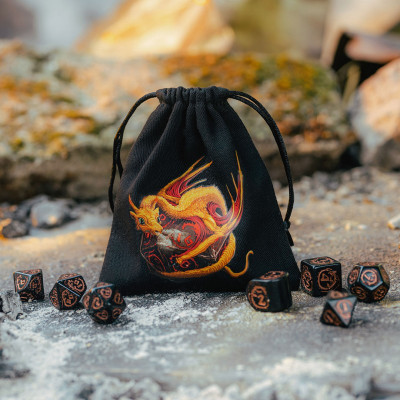 Sac à dés - Dragon - Noir - Adorable - Qworkshop