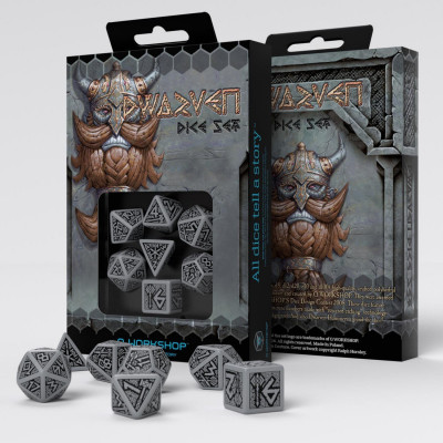 Dwarven - Set de dés - Gris - Noir - Qworkshop