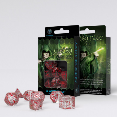 Elvish - Set de dés - Translucide - Rouge - Qworkshop