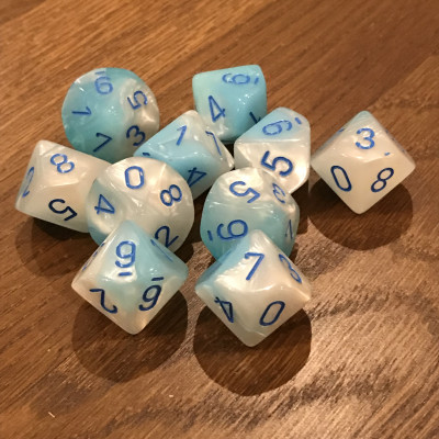 Dés Gemini- Pearl Turquoise - Blanc Bleu - Luminary - Chessex