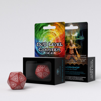 Level Counter - D20 - Rouge - Blanc - Qworkshop