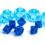 Mini Dice - Set 7 dés - Bleu - Noir - Fluo - HD