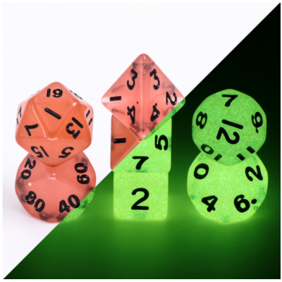 Mini Dice - Set 7 dés - Rouge - Noir - Fluo - HD