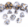 Mini Dice - Set 7 dés - Noir Blanc  - Doré - Blend - HD