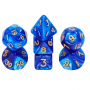 Mini Dice - Set 7 dés - Pearl - Bleu - Doré - HD