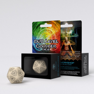 Level Counter - D20 - Beige - Noir - Qworkshop