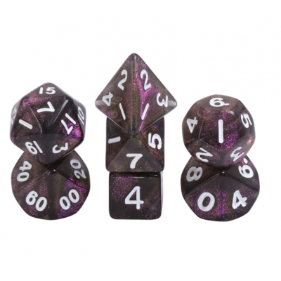 Mini Dice - Set 7 dés - Irisé - Pourpre - Blanc  - HD