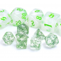 Mini Dice - Set 7 dés - Glitter - Vert - Blanc - HD