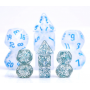 Mini Dice - Set 7 dés - Glitter - Bleu - Blanc - HD