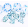 Mini Dice - Set 7 dés - Glitter - Bleu - Blanc - HD