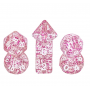 Mini Dice - Set 7 dés - Glitter - Rose - Blanc - HD