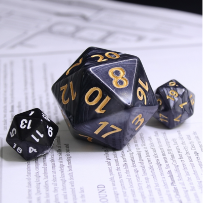 D20 - Titan Dice 40 mm - Pearl - Noir - Doré - HD