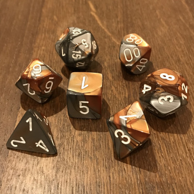 Chessex - Gemini - Cuivre - Acier - Set 7 dés - CHX 26424