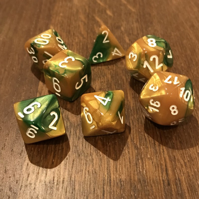 Chessex - Gemini - Doré - Vert - Set 7 dés - CHX 26425