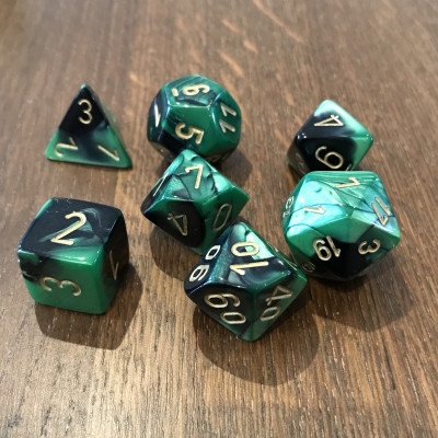 Chessex - Gemini - Noir - Vert - Set 7 dés - CHX 26439