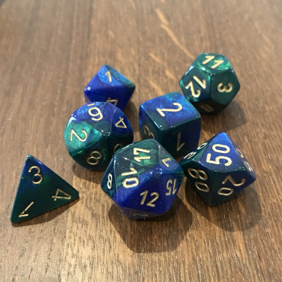 Chessex - Gemini - Bleu - Vert - Set 7 dés - CHX 26436