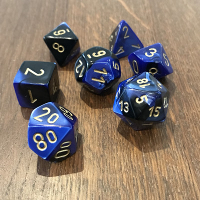 Chessex - Gemini - Noir - Bleu - Set 7 dés - CHX 26435