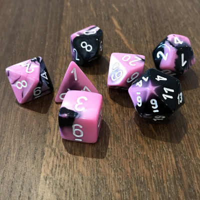 Chessex - Gemini - Noir - Rose - Set 7 dés - CHX 26430