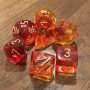 Chessex - Gemini - Rouge Translucide - Jaune - Set 7 dés - CHX 26468