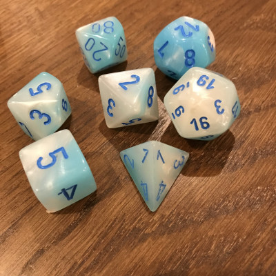 Chessex - Gemini - Turquoise Pearl - Blanc  - Luminary -  Set 7 dés - CHX 26465