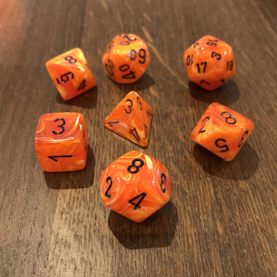 Chessex - Signature - Vortex - Orange - Set 7 dés - CHX 27433