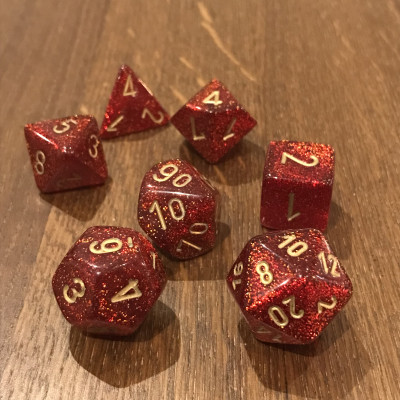 Chessex - Signature - Glitter - Rubis - Set 7 dés - CHX 27504