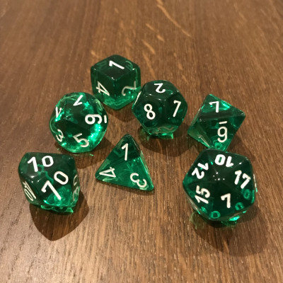 Chessex - Translucide - Vert - Blanc - Set 7 dés - CHX 23075