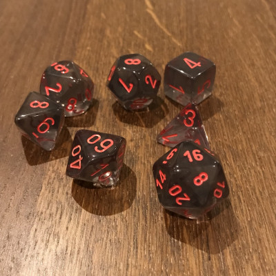 Chessex - Translucide - Fumée - Rouge - Set 7 dés - CHX 23088